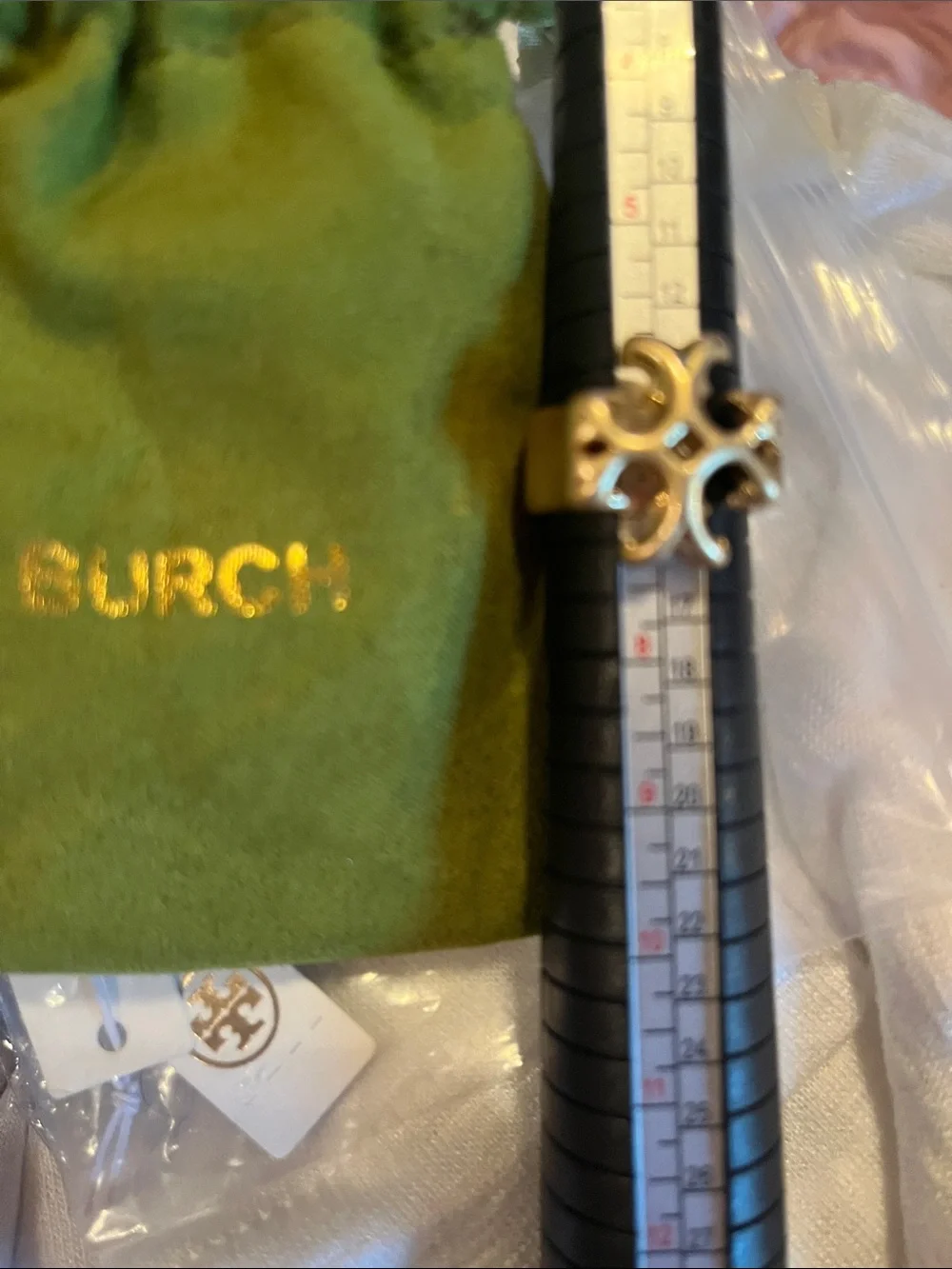 Tory Burch Gold Logo Openwork Ring